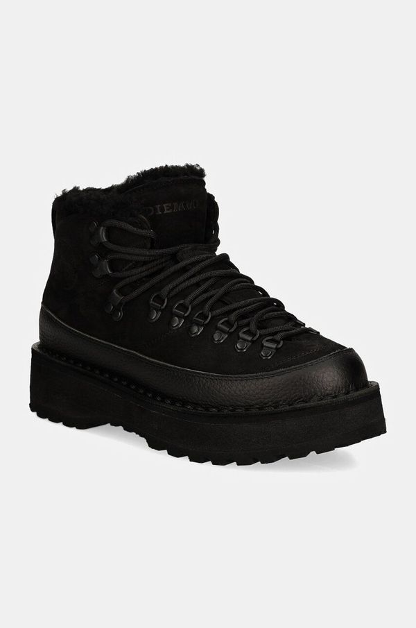 Diemme Gležanjače od nubuk kože Diemme Sesto Shearling boja: crna, s platformom, s toplom podstavom, DI23FWSEW-I01X060BLK
