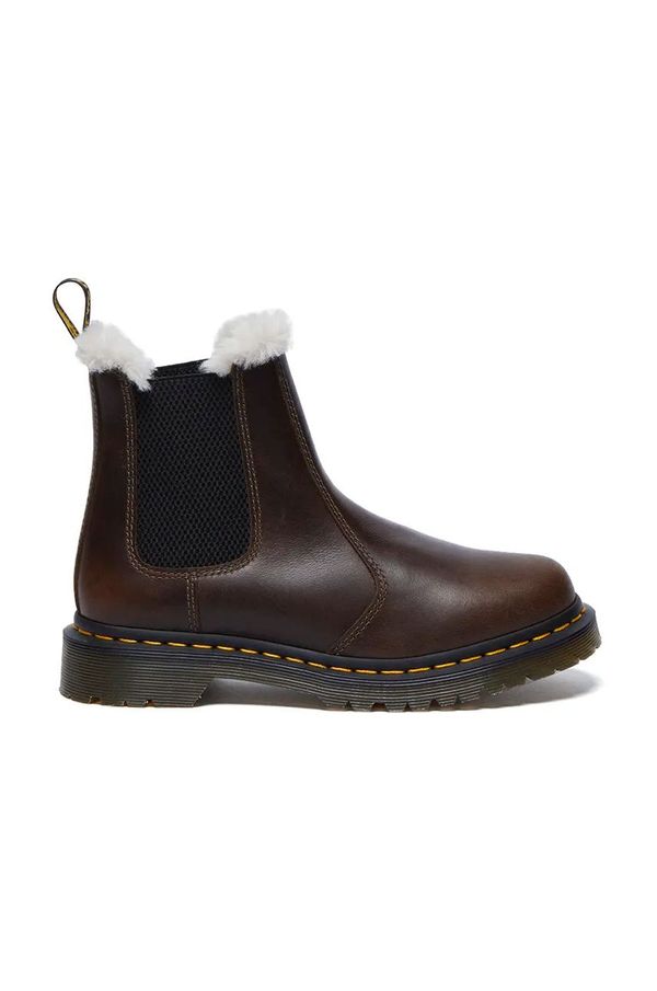 Dr. Martens Gležnjače Dr. Martens 2976 Leonore za žene, boja: smeđa, ravni potplat, s toplom podstavom, DM32016777