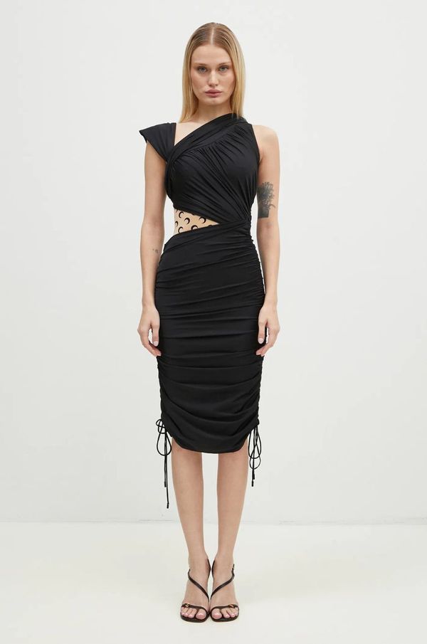 Marine Serre Haljina Marine Serre Draped Jersey Draped Dress boja: crna, mini, uska, WDR303A.RJER0018