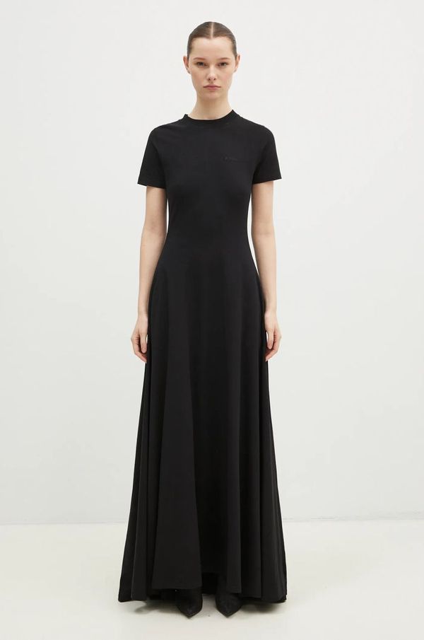 Vetements Haljina VETEMENTS Embroidered Logo Ballroom boja: crna, maxi, širi se prema dolje, WA66DR710B