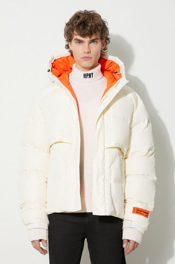 Heron Preston Pernata jakna Heron Preston Hoodie Nylon Puffer za muškarce, boja: bež, za zimu, oversize, HMED014F23FAB0010400