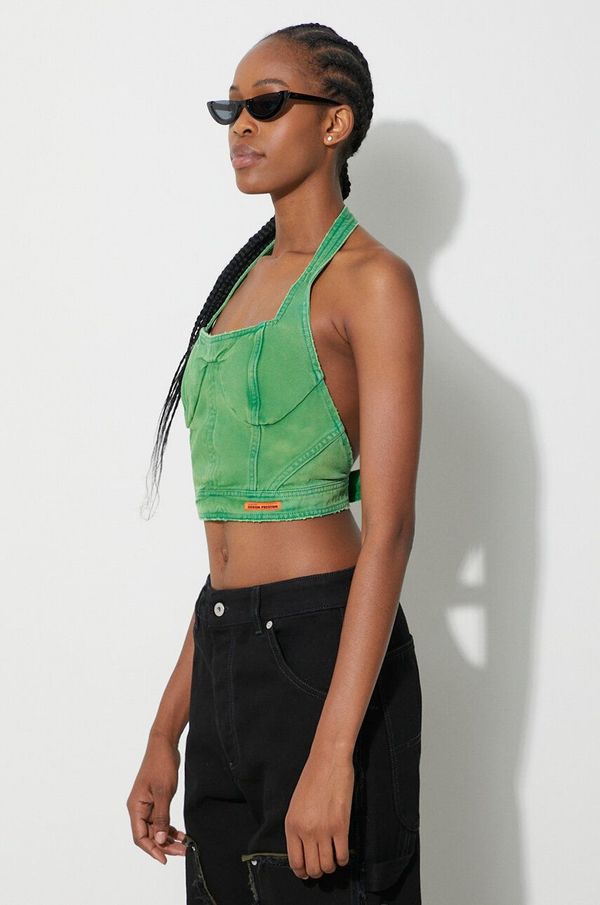 Heron Preston Top od trapera Heron Preston Distressed Canvas Corset Bra boja: zelena, HWAD045F23FAB0025500