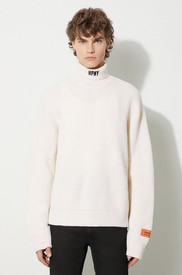 Heron Preston Vuneni pulover Heron Preston Hpny Knit Rollneck za muškarce, boja: bež, s dolčevitom, HMHA006F23KNI0010410