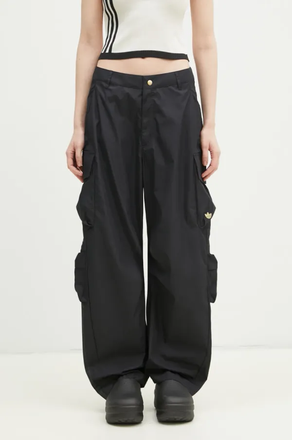 adidas Originals Hlače adidas Originals CARGO PANTS za žene, boja: crna, cargo kroj, visoki struk, JI5727