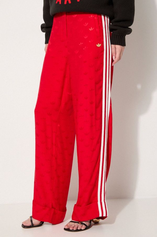 adidas Originals Hlače adidas Originals Jaquard Pant za žene, boja: crvena, široke, visoki struk, JJ2172