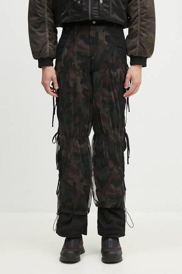 Andersson Bell Hlače Andersson Bell Camouflage Mesh Layered Tying Pants za muškarce, boja: crna, uski kroj, apa767wl