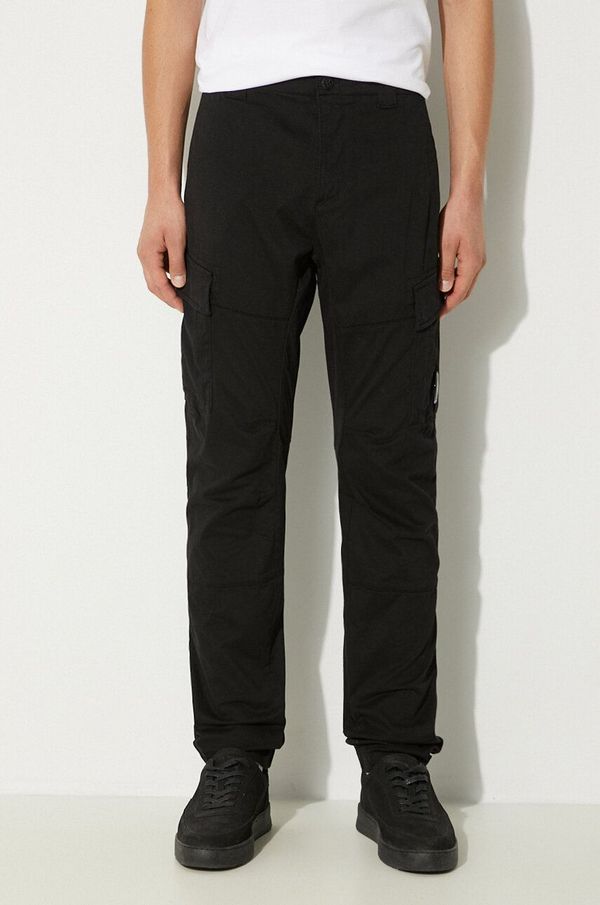 C.P. Company Hlače C.P. Company Stretch Sateen Ergonomic Lens Double Cargo Pants za muškarce, boja: crna, uski kroj, 17CMPA186A005529G