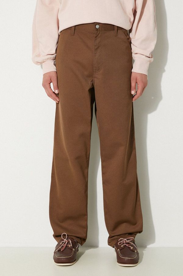 Carhartt WIP Hlače Carhartt WIP Simple Pant za muškarce, boja: smeđa, chinos kroj, I020075.2Y02