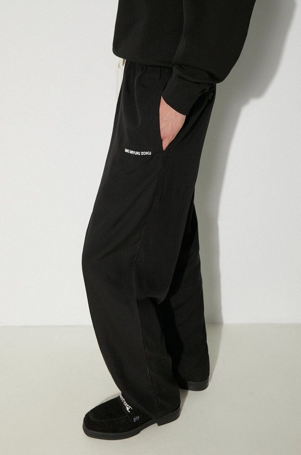 MKI MIYUKI ZOKU Hlače MKI MIYUKI ZOKU Tencel Trousers za muškarce, boja: crna, ravni kroj, TENCEL.TROUSERS