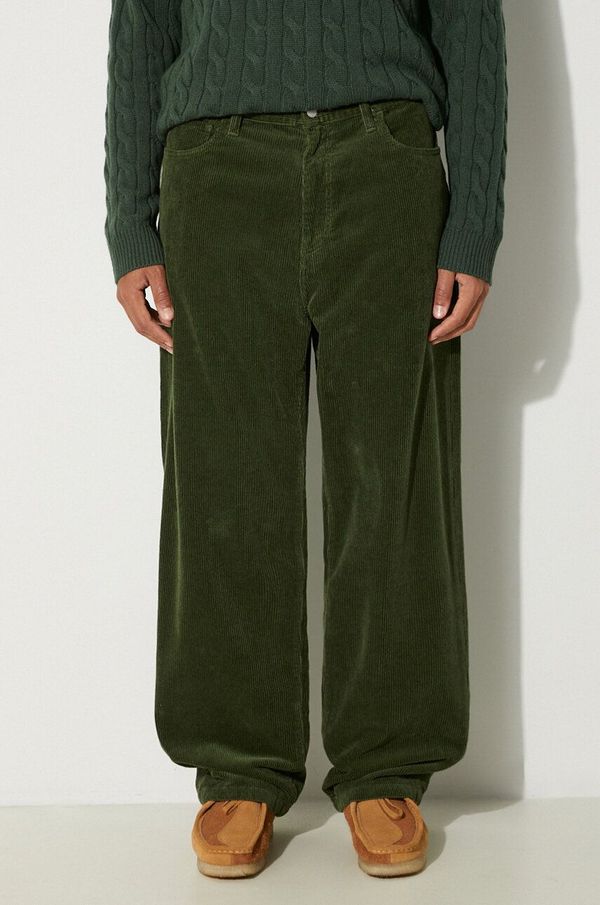 Carhartt WIP Hlače od samta Carhartt WIP Landon Pant boja: zelena, ravni kroj, I032297.2BR02