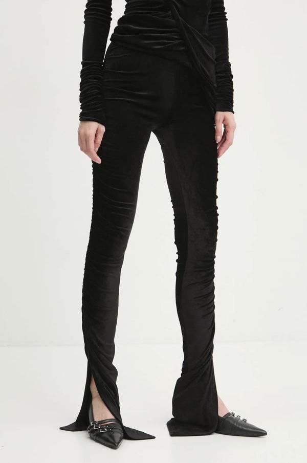 Rick Owens Lilies Hlače od velura Rick Owens Lilies boja: crna, uski kroj, visoki struk, LI02D5335VST
