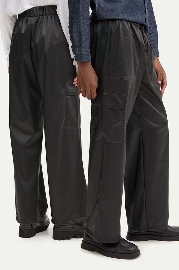 Rains Hlače Rains Cargo Rain Pants Wide W3 boja: crna, široke, visoki struk, 18990-84