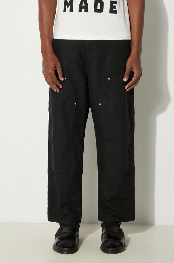Carhartt WIP Hlače s dodatkom lana Carhartt WIP Walter Double Knee Pant boja: crna, cargo kroj, I033580.8902