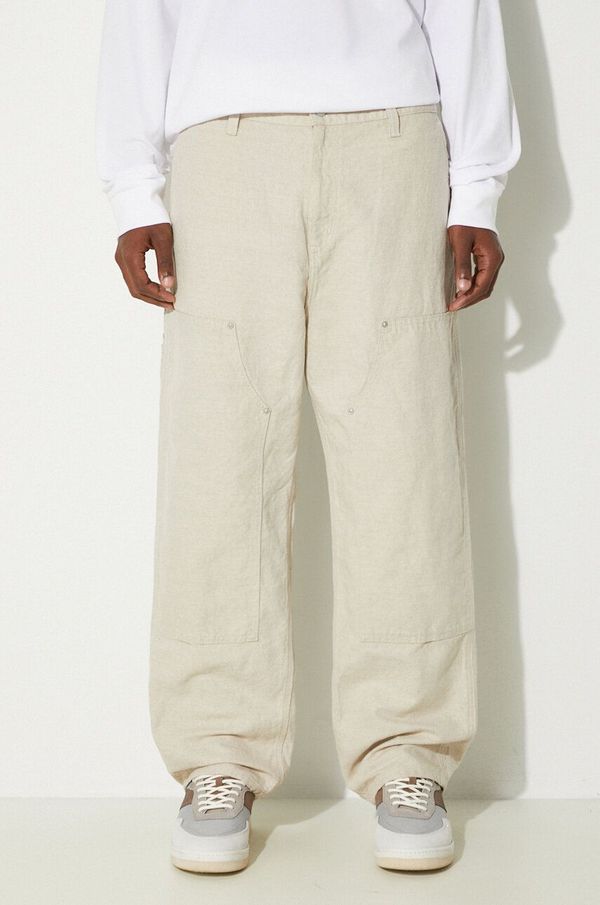 Carhartt WIP Hlače s primjesom vune Carhartt WIP Walter Double Knee Pant boja: bež, ravni kroj, I033580.502