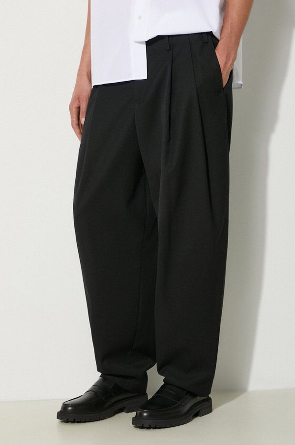 Kenzo Hlače s primjesom vune Kenzo Relaxed School Boy Pant boja: crna, chinos kroj, FE65PA3799RD.99