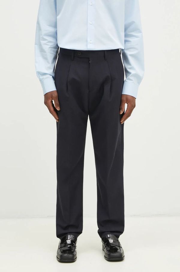 Paul Smith Hlače s primjesom vune Paul Smith za muškarce, boja: tamno plava, uski kroj, M1R-408Z-P02571
