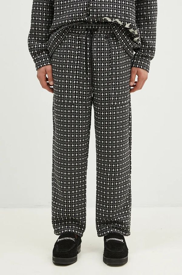 PLEASURES Hlače s primjesom vune PLEASURES Cross Easy Pants boja: siva, ravni kroj, P24F035
