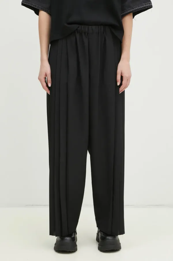 Undercover Hlače s primjesom vune Undercover Pants za žene, boja: crna, široke, visoki struk, UP1E1501