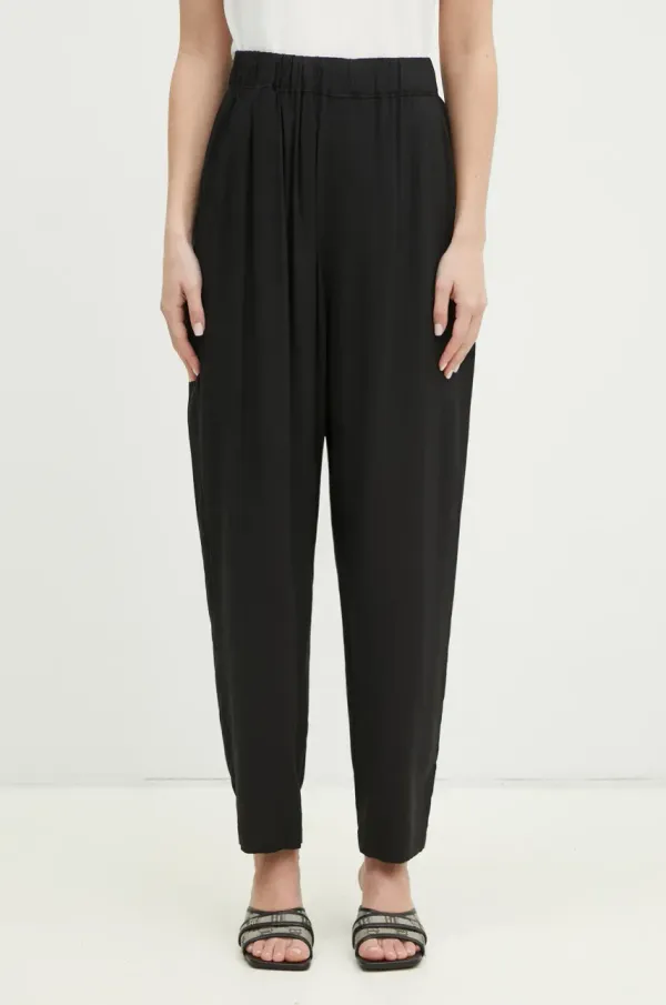 Undercover Hlače Undercover Pants za žene, boja: crna, široke, visoki struk, UP1E1507.2