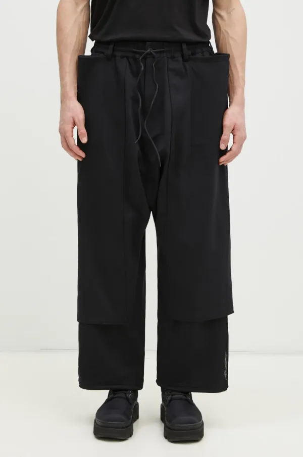 Y-3 Hlače Y-3 Mesh Stripes Track Pant za muškarce, boja: crna, ravni kroj, JN4990
