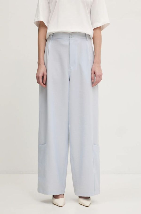 Y-3 Hlače Y-3 Sport Uniform Wide Leg Pants za žene, boja: siva, široke, visoki struk, JM7801