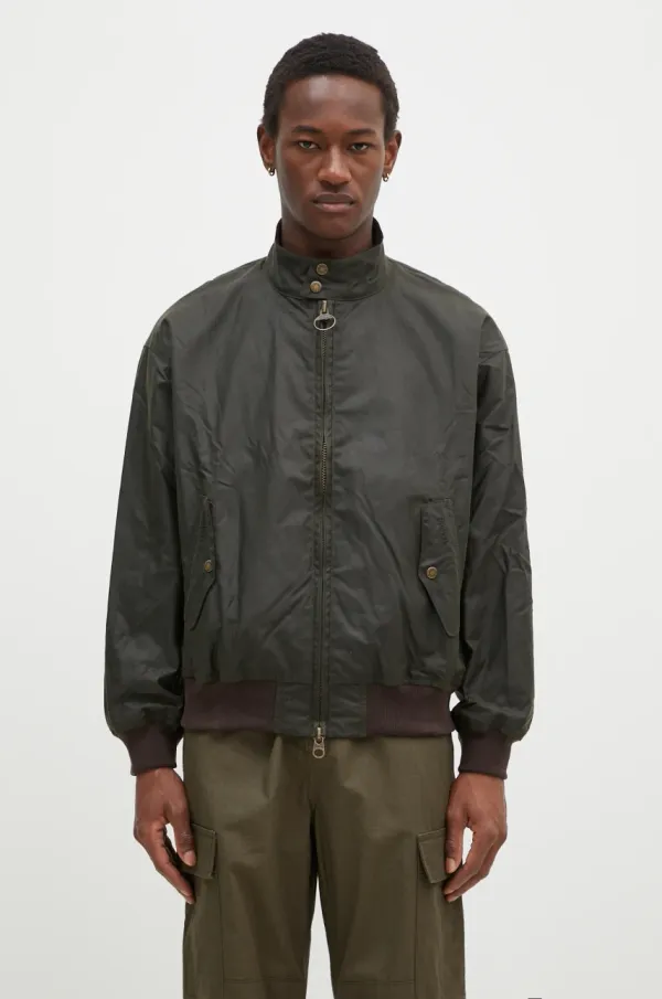 Baracuta Jakna Baracuta Barbour x Baracut Wax Jacket za muškarce, boja: zelena, za prijelazno razdoblje, oversize, BRCPS1093