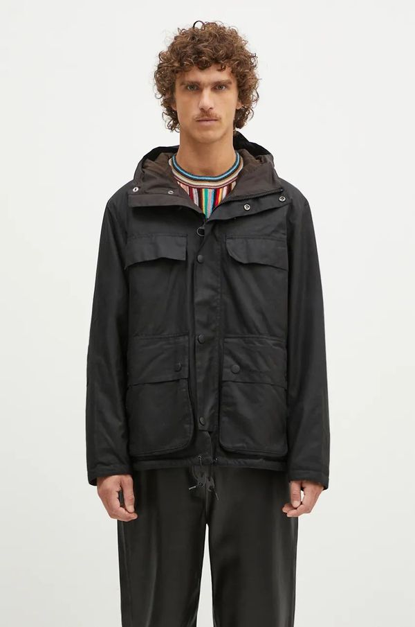 Barbour Jakna Barbour Re-Engineered Durham Wax Jacket za muškarce, boja: crna, za prijelazno razdoblje, oversize, MWX2332