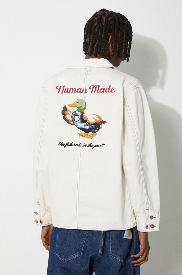 Human Made Jakna Human Made Garment Dyed Coverall Jacket za muškarce, boja: bež, za prijelazno razdoblje, HM27JK013