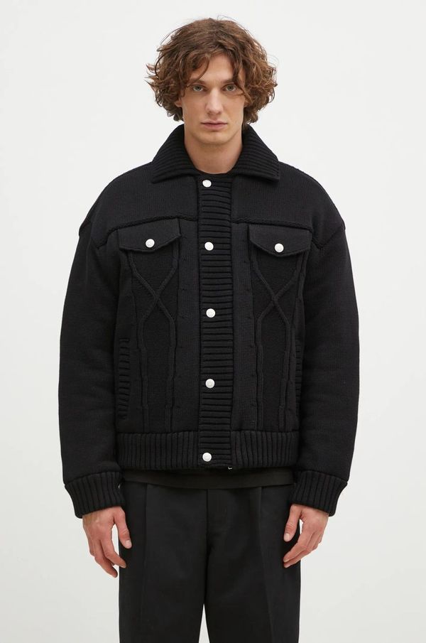 Kenzo Jakna Kenzo Knitted Down Jacket za muškarce, boja: crna, za zimu, oversize, FE65OU1419NC.99