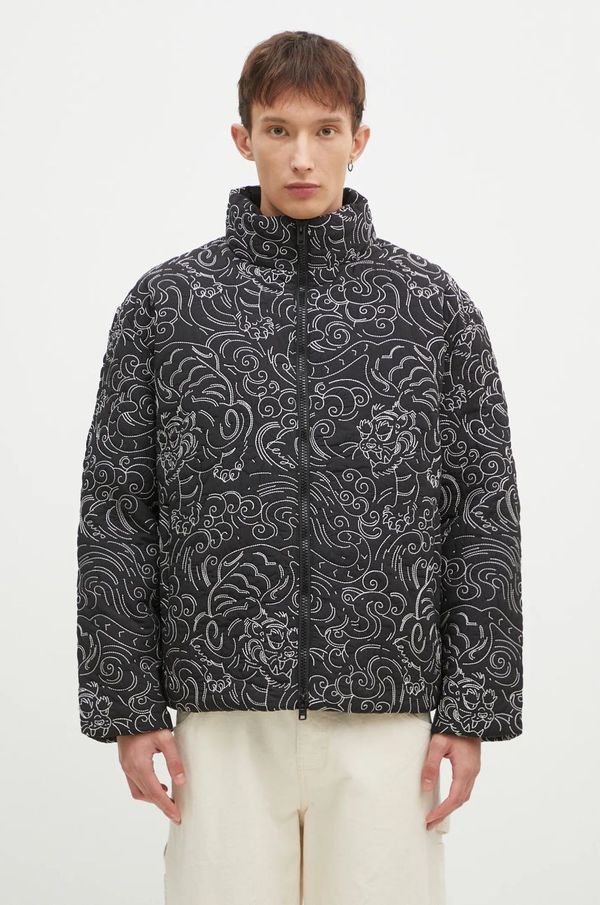 Kenzo Jakna Kenzo Star Tiger Down Jacket za muškarce, boja: crna, za zimu, FE65OU1439NN.99