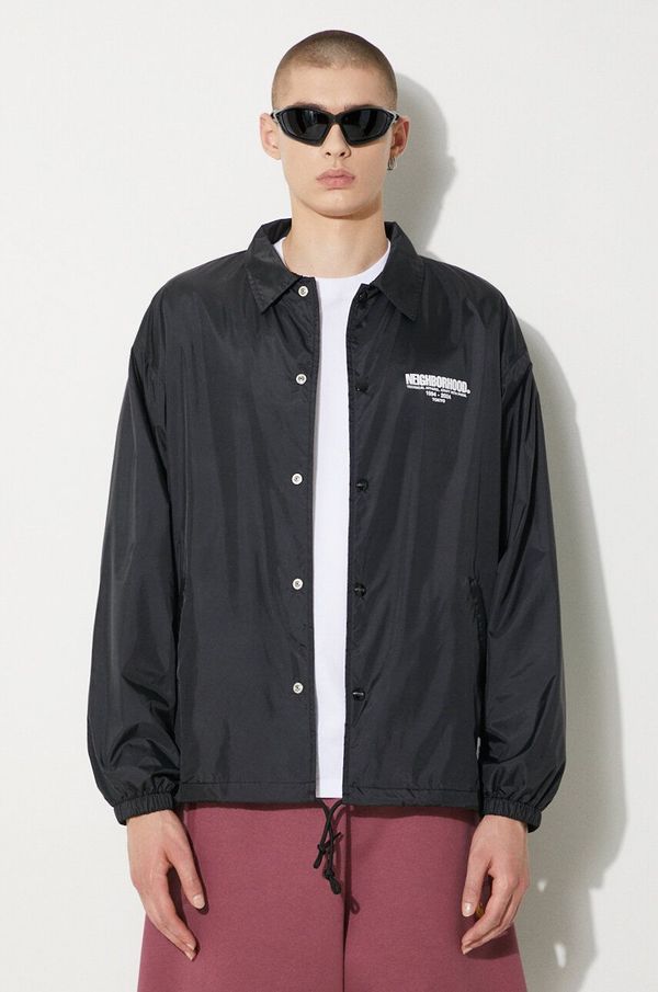 Neighborhood Jakna NEIGHBORHOOD Windbreaker Jacket za muškarce, boja: crna, za prijelazno razdoblje, oversize, 241TSNH.JKM01