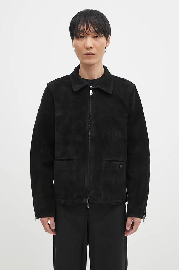 Filling Pieces Jakna od brušene kože Filling Pieces Leather Jacket Suede za muškarce, boja: crna, za prijelazno razdoblje, 75922791861