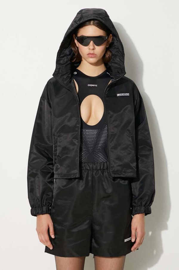 Sporty & Rich Jakna Sporty & Rich Good Health Windbreaker za žene, boja: crna, za prijelazno razdoblje, JA017S405GB