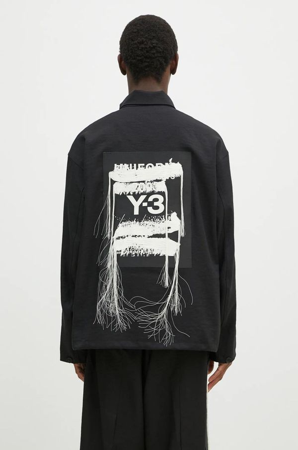 Y-3 Jakna Y-3 Sport Uniform Patch Coach Jacket za muškarce, boja: crna, za prijelazno razdoblje, JN3719