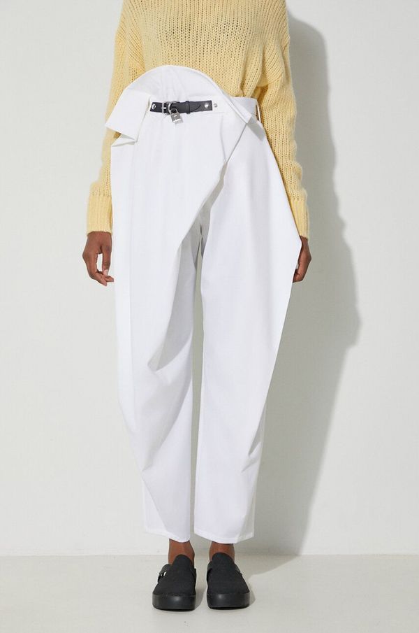 JW Anderson Hlače s primjesom vune JW Anderson boja: bijela, široke, visoki struk, TR0295.PG0865