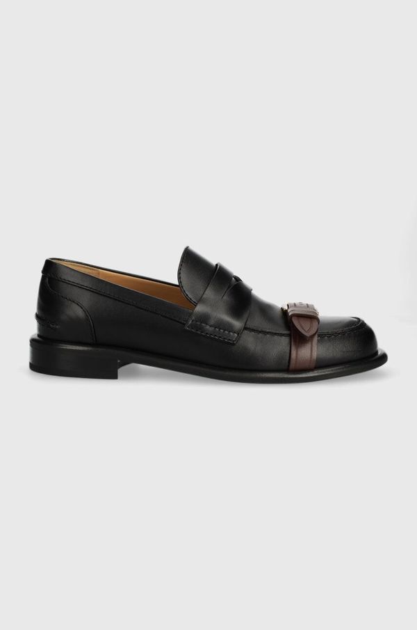 JW Anderson Kožne mokasinke JW Anderson Animated za žene, boja: crna, ravni potplat, ANW42043A