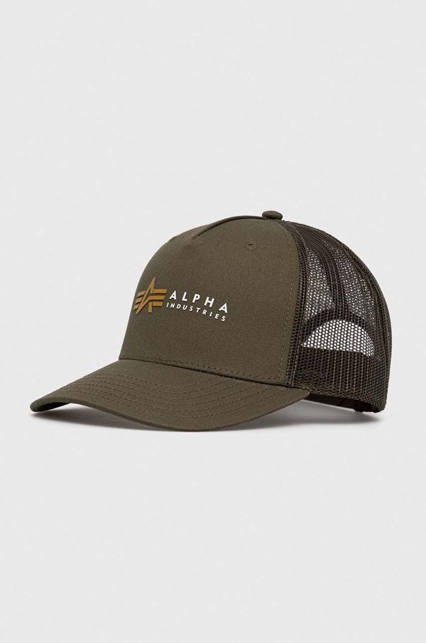Alpha Industries Kapa Alpha Industries boja: zelena, s tiskom, 106901.142-DarkOlive