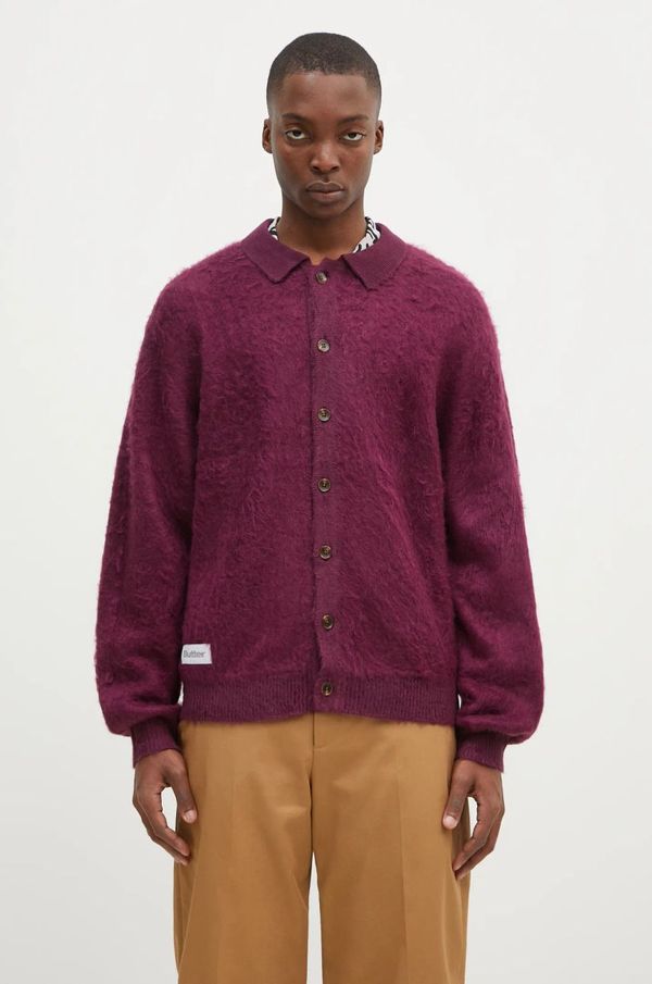 Butter Goods Kardigan Butter Goods Mohair Button Up Knitted Shirt za muškarce, boja: ljubičasta, BG243400