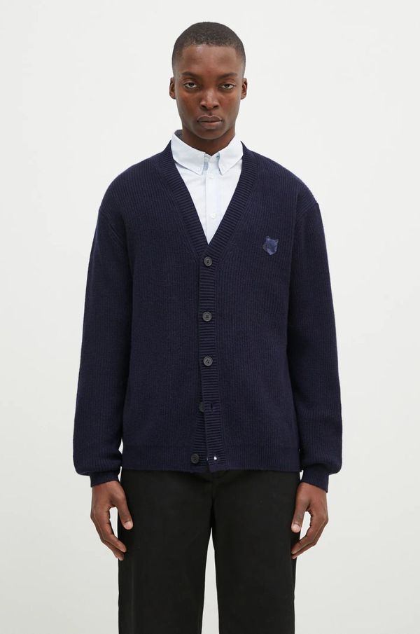 Maison Kitsuné Kardigan s primjesom vune Maison Kitsuné Bold Fox Head boja: tamno plava, NM00501KT1093