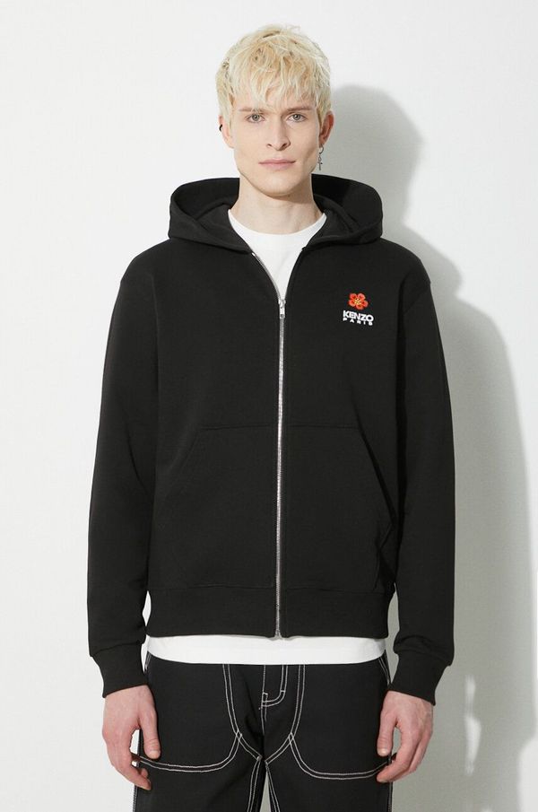 Kenzo Pamučna dukserica Kenzo Boke Flower za muškarce, boja: crna, s kapuljačom, s aplikacijom, FD55SW4424MF.99J