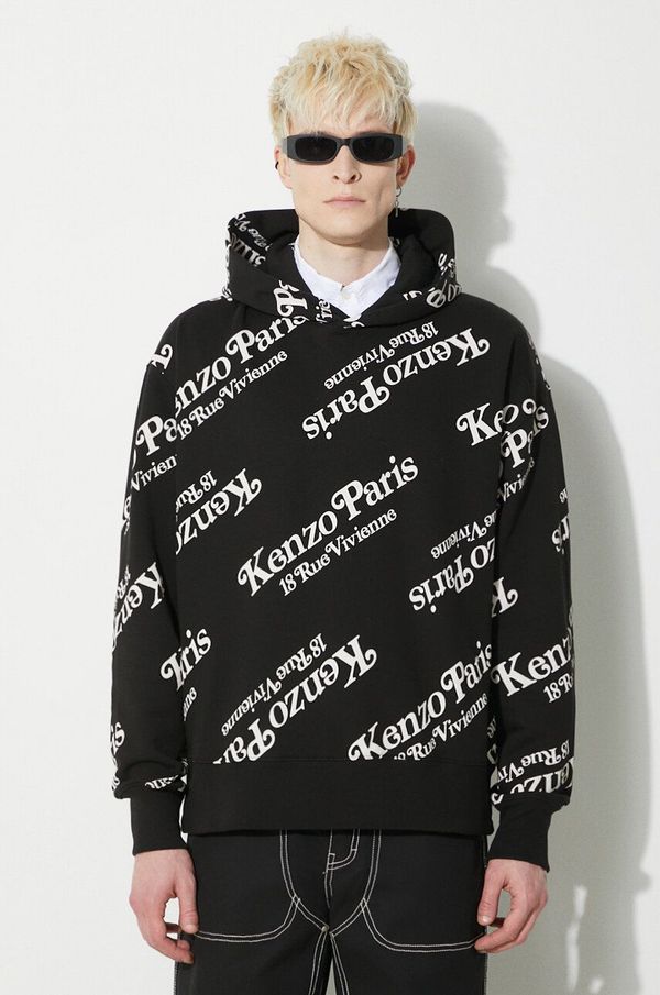 Kenzo Pamučna dukserica Kenzo by Verdy za muškarce, boja: crna, s kapuljačom, s uzorkom, FE58SW0074MG.99J