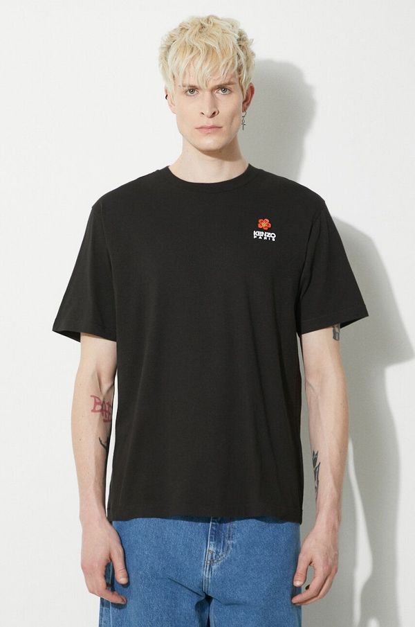 Kenzo Pamučna majica Kenzo Boke Crest za muškarce, boja: crna, s aplikacijom, FC65TS4124SG.99J