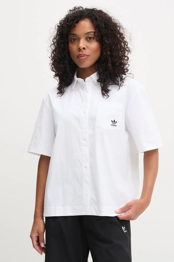 adidas Originals Košulja adidas Originals Essential za žene, boja: bijela, relaxed, s klasičnim ovratnikom, JD1504