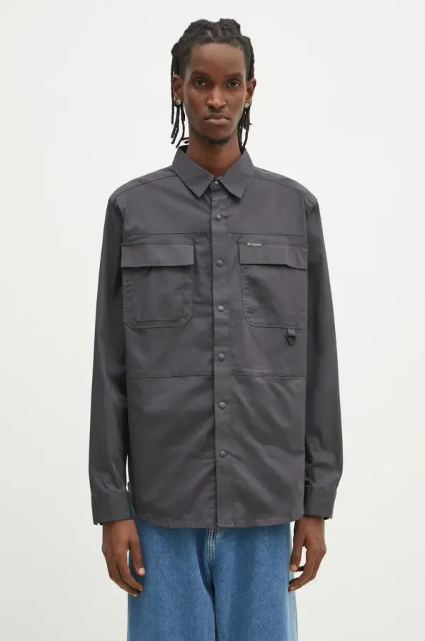 Columbia Košulja Columbia Landroamer Twill za muškarce, boja: siva, regular, s klasičnim ovratnikom, 2120581