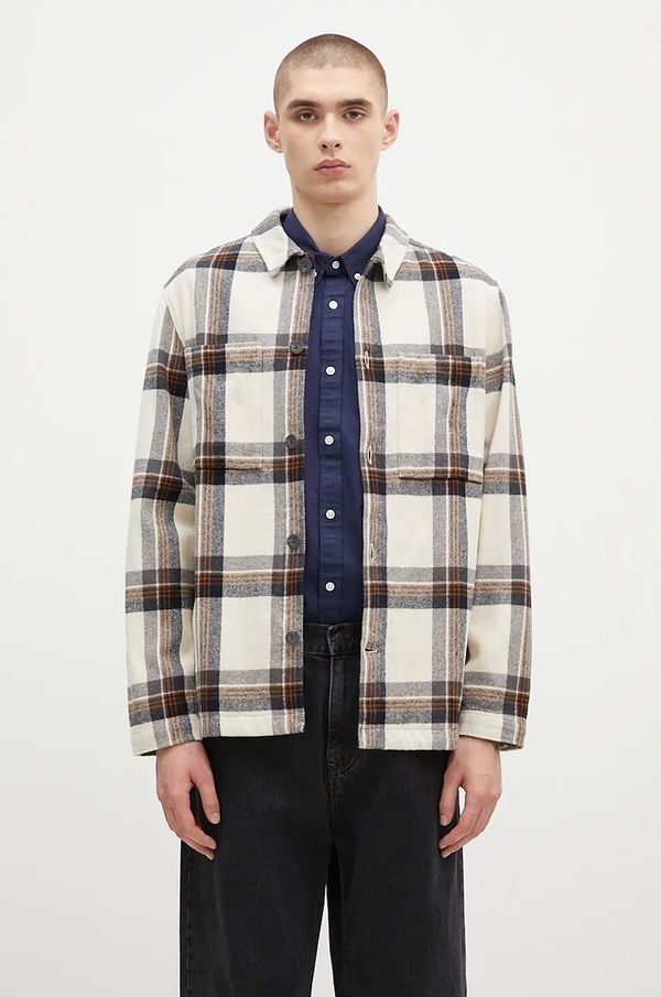 Fjallraven Košulja Fjallraven Singi Flannel Overshirt M za muškarce, boja: bež, relaxed, s klasičnim ovratnikom, F12600226.113.555