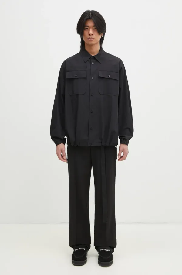 Helmut Lang Košulja Helmut Lang Uniform Shirt.Light za muškarce, boja: crna, relaxed, s klasičnim ovratnikom, O09HM507