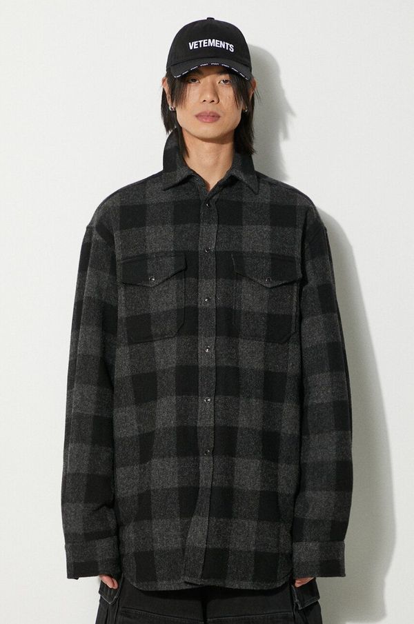 Vetements Košulja-jakna VETEMENTS Flannel Shirt boja: crna, za prijelazno razdoblje, UE64SH260BG