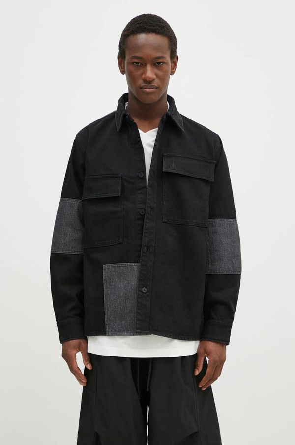 JW Anderson Košulja JW Anderson Patchwork Overshirt za muškarce, boja: crna, relaxed, s klasičnim ovratnikom, DS0008.PG1594.999