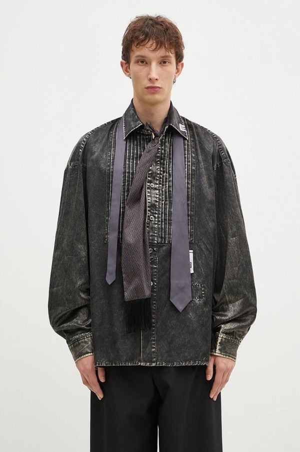 Maison MIHARA YASUHIRO Košulja Maison MIHARA YASUHIRO Accessories Mixed Longsleeve Shirts za muškarce, boja: crna, relaxed, s klasičnim ovratnikom, J13SH185