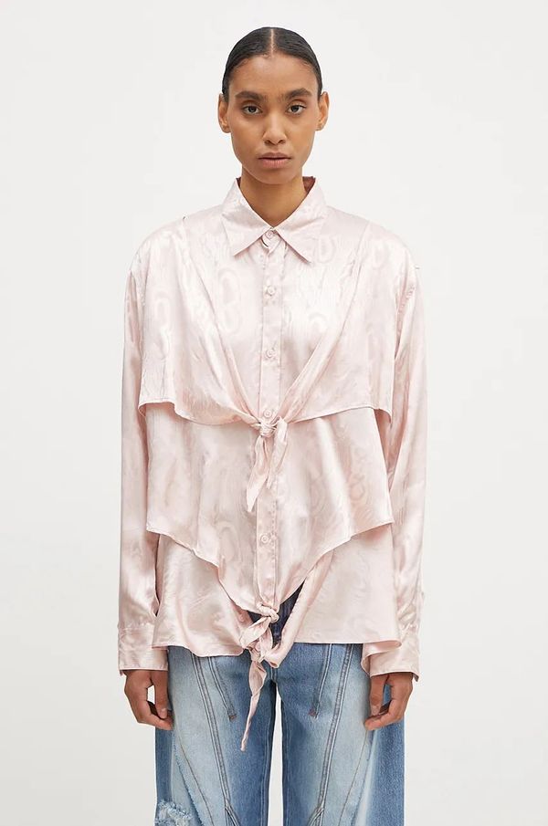 Martine Rose Košulja Martine Rose Knotted Shirt za žene, boja: ružičasta, relaxed, s klasičnim ovratnikom, 436WS08106